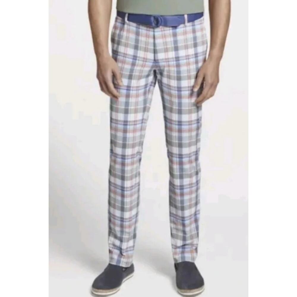 Peter Millar Crown Crafted Matlock Seersucker Galaxy Plaid Size 34 x 34 GOLF